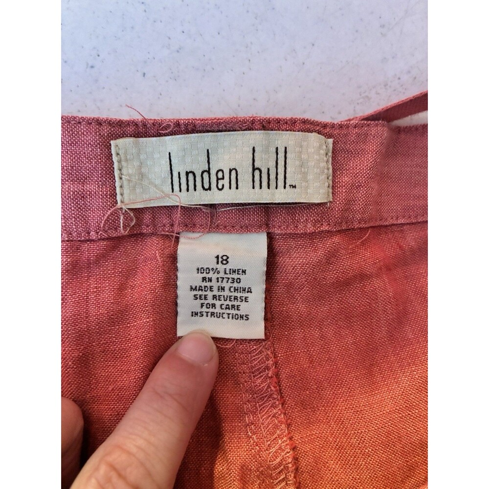 Linden Hill Women’s 100% Linen Wide Leg Pants Size 18 Red Drawstring - Picture 3 of 11